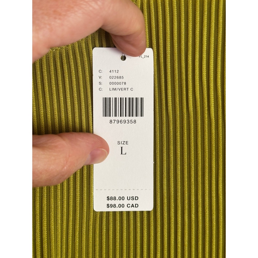 Anthropologie Blue Tassel Lime Green Ribbed Corset Bustier Long Sleeve Top NWT L - Picture 8 of 10